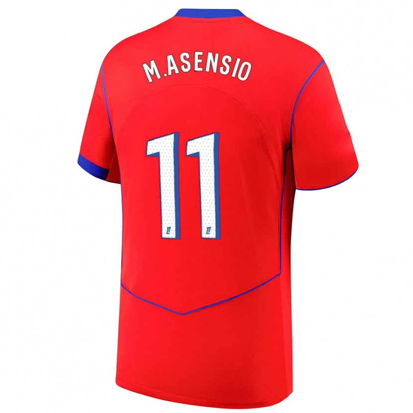 Danxen Bambino Maglia Marco Asensio #11 Rosso Blu Bianco Kit Gara Third 2025/26 Maglietta