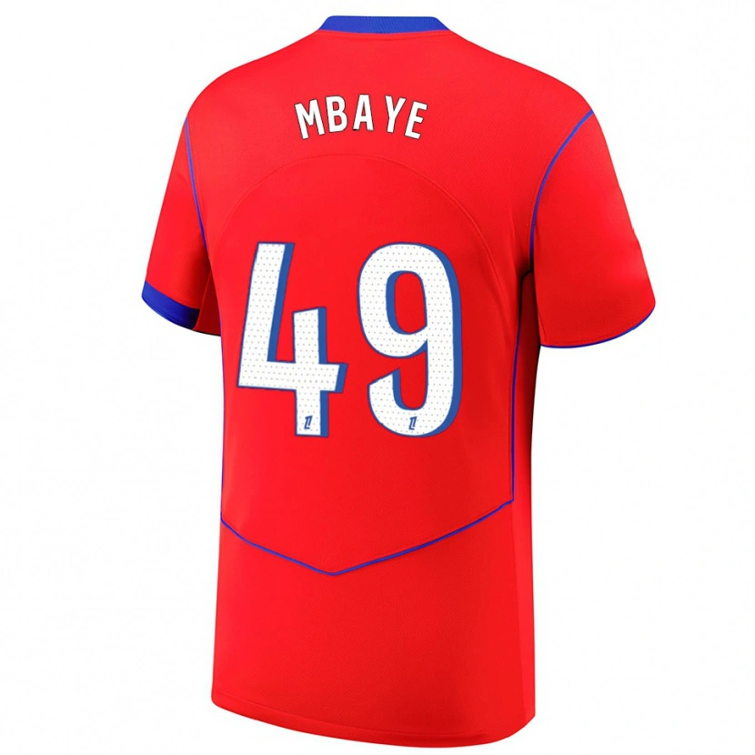 Danxen Bambino Maglia Ibrahim Mbaye #49 Rosso Blu Bianco Kit Gara Third 2025/26 Maglietta