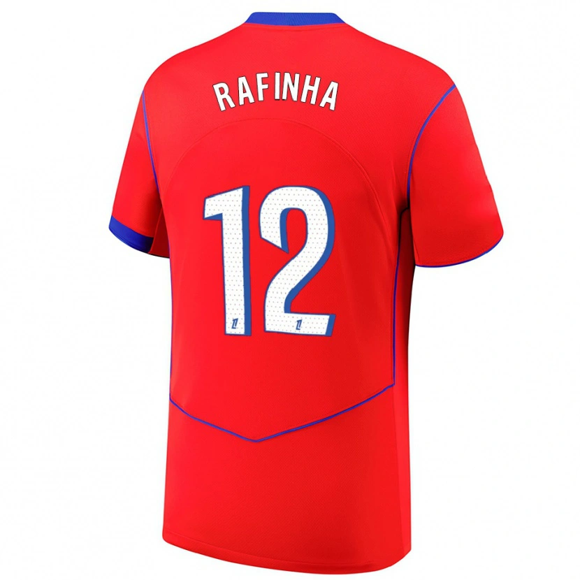 Danxen Bambino Maglia Rafinha #12 Rosso Blu Bianco Kit Gara Third 2025/26 Maglietta