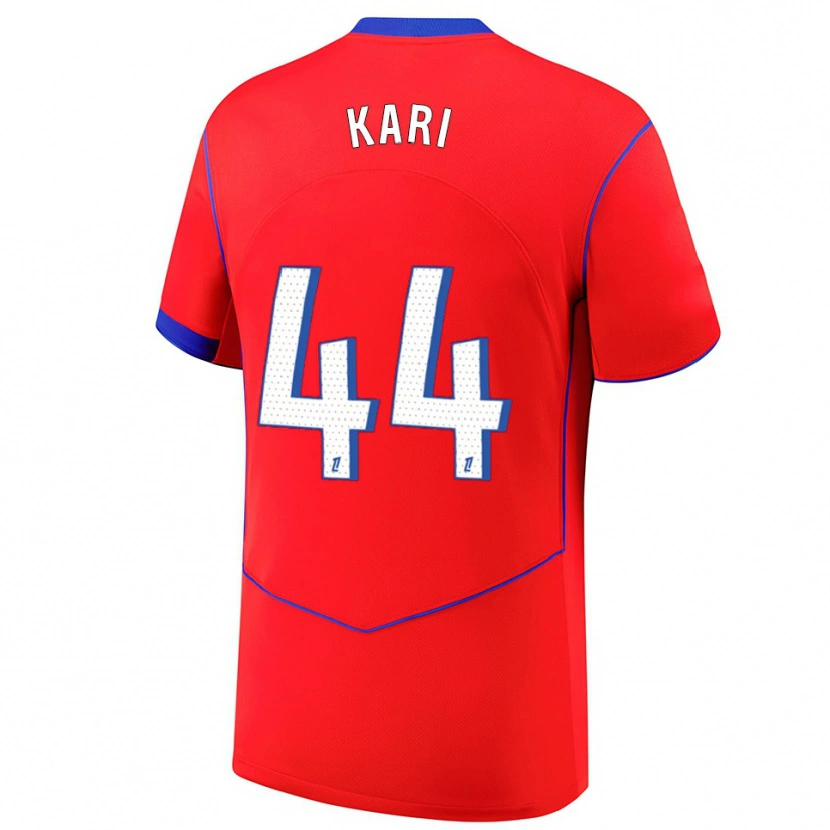 Danxen Bambino Maglia Ayman Kari #44 Rosso Blu Bianco Kit Gara Third 2025/26 Maglietta