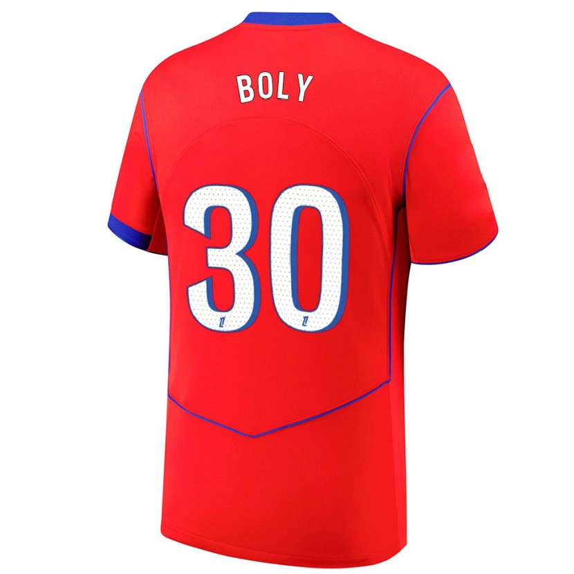 Danxen Bambino Maglia David Boly #30 Rosso Blu Bianco Kit Gara Third 2025/26 Maglietta
