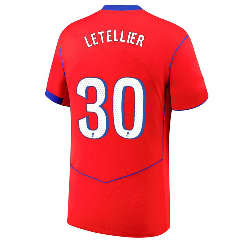 Danxen Bambino Maglia Alexandre Letellier #30 Rosso Blu Bianco Kit Gara Third 2025/26 Maglietta