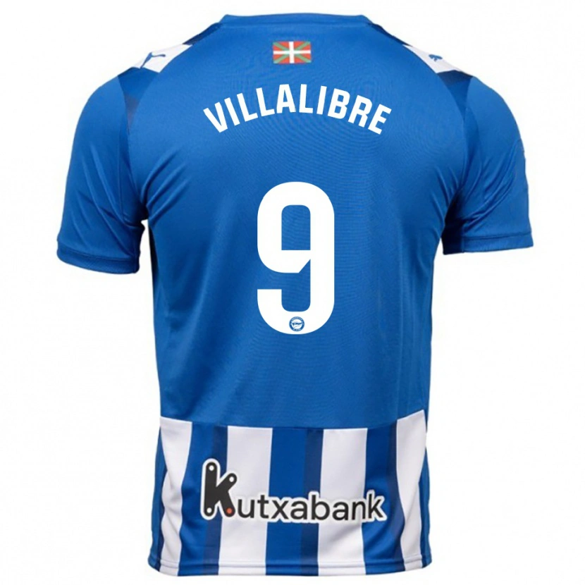 Danxen Uomo Maglia Asier Villalibre #9 Blu Bianco Kit Gara Home 2025/26 Maglietta