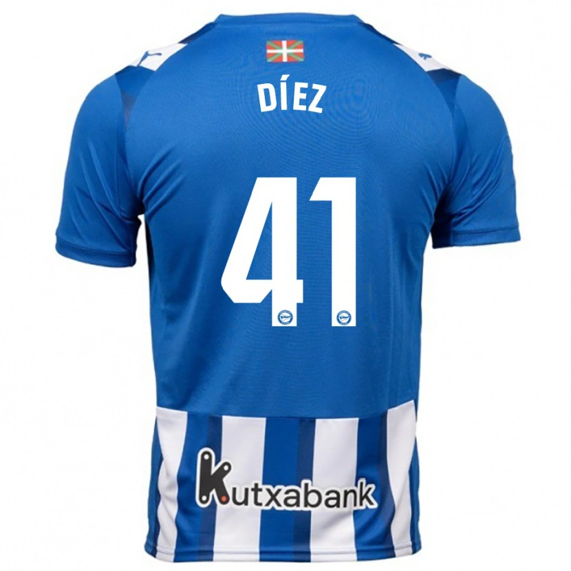 Danxen Uomo Maglia Victor Díez #41 Blu Bianco Kit Gara Home 2025/26 Maglietta