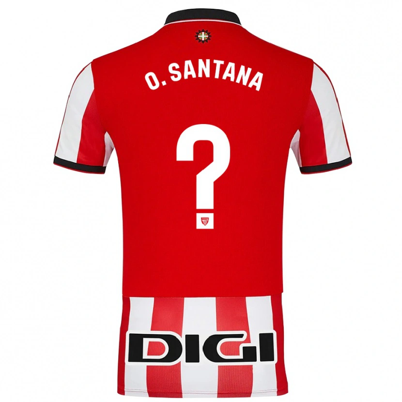 Danxen Uomo Maglia Olatz Santana Amado #0 Rosso Bianco Kit Gara Home 2025/26 Maglietta