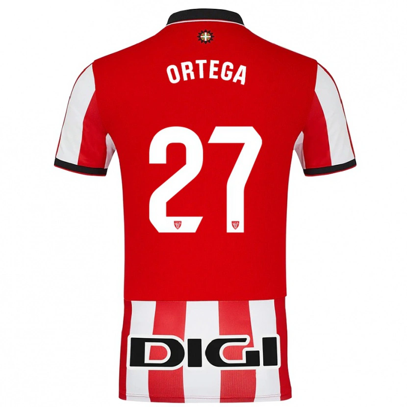 Danxen Uomo Maglia Sara Ortega #27 Rosso Bianco Kit Gara Home 2025/26 Maglietta