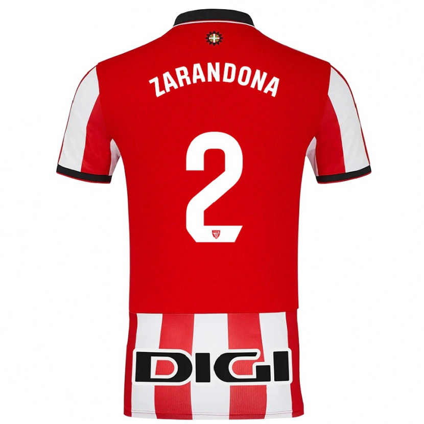 Danxen Uomo Maglia Telmo Zarandona #2 Rosso Bianco Kit Gara Home 2025/26 Maglietta