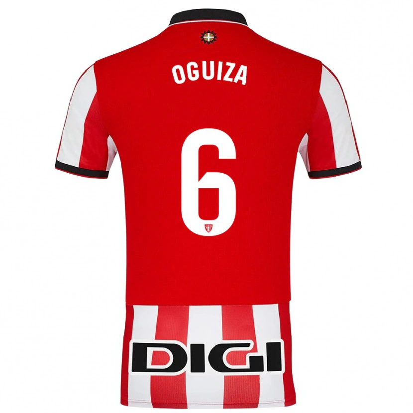 Danxen Uomo Maglia Irene Oguiza Martínez #6 Rosso Bianco Kit Gara Home 2025/26 Maglietta