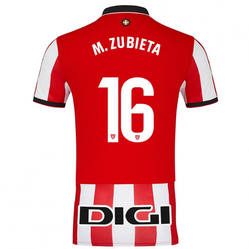 Danxen Uomo Maglia Maite Zubieta Aranbarri #16 Rosso Bianco Kit Gara Home 2025/26 Maglietta