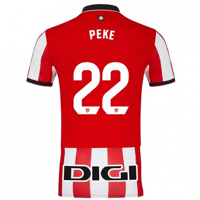 Danxen Uomo Maglia Ainize Barea Núñez #22 Rosso Bianco Kit Gara Home 2025/26 Maglietta