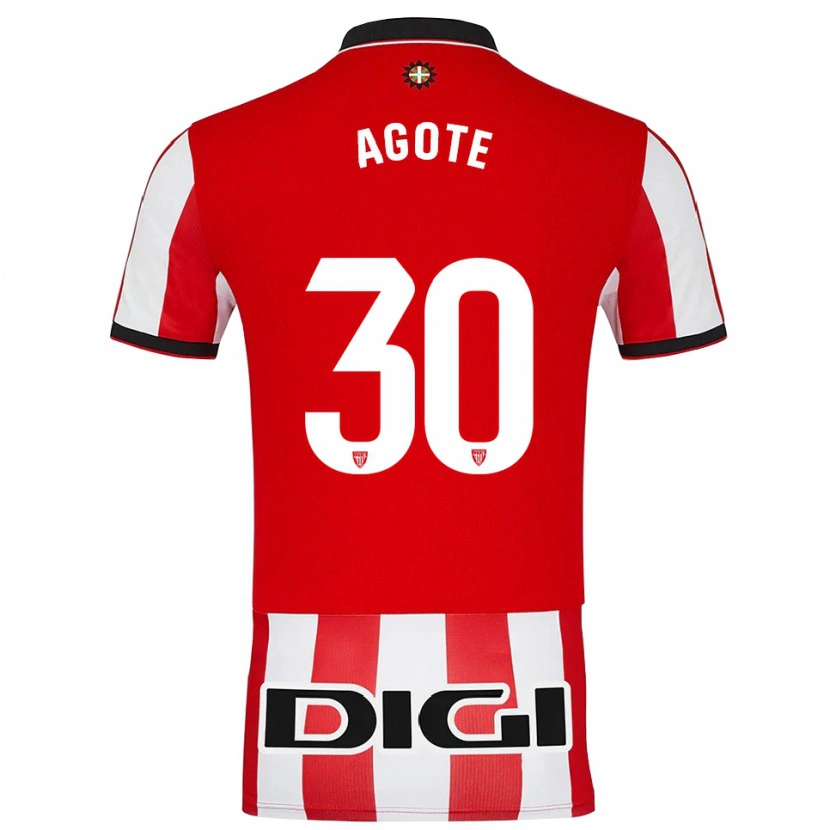 Danxen Uomo Maglia Daniela Agote Aguirre #30 Rosso Bianco Kit Gara Home 2025/26 Maglietta