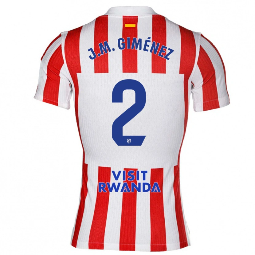 Danxen Uomo Maglia José María Giménez #2 Rosso Bianco Kit Gara Home 2025/26 Maglietta
