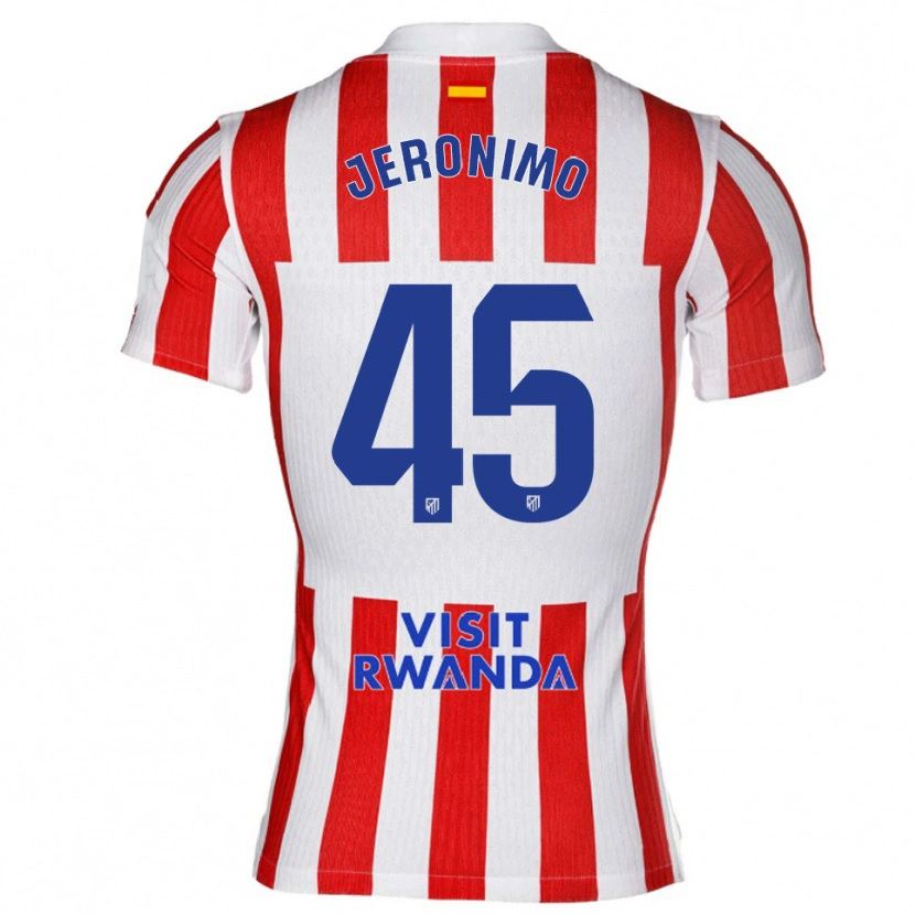 Danxen Uomo Maglia Isaiah Jeronimo #45 Rosso Bianco Kit Gara Home 2025/26 Maglietta