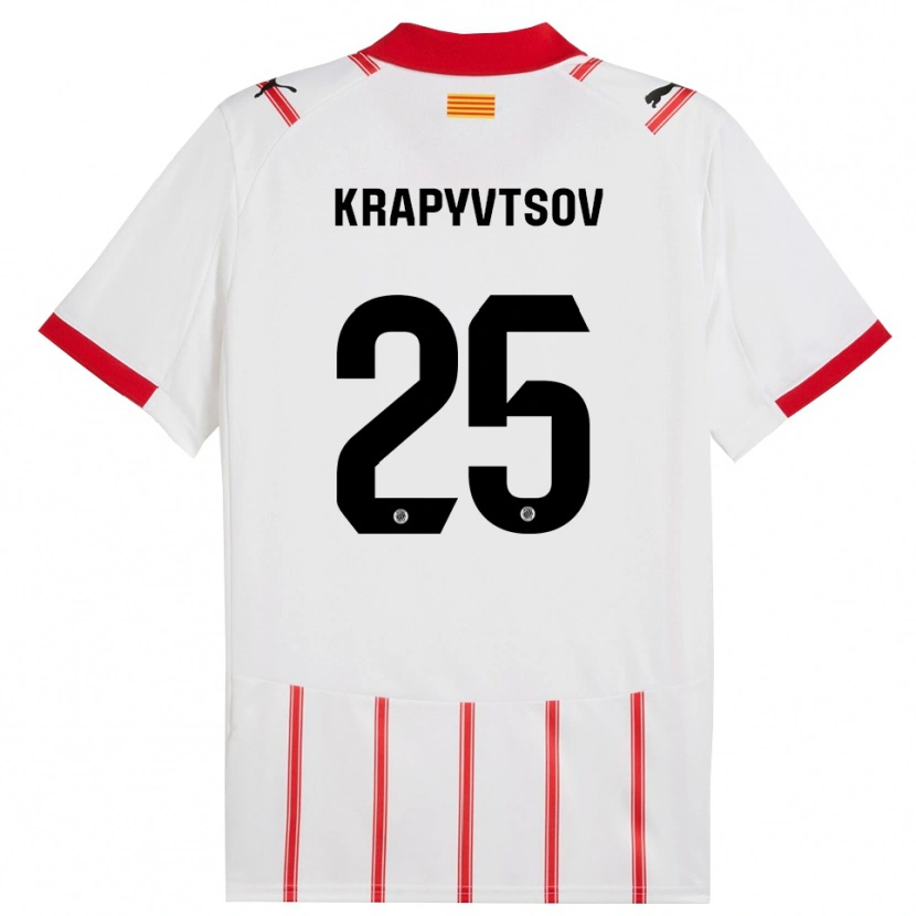 Danxen Uomo Maglia Vladyslav Krapyvtsov #25 Bianco Rosso Kit Gara Home 2025/26 Maglietta