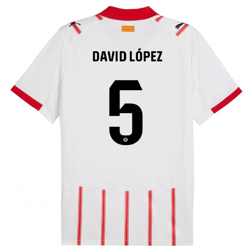 Danxen Uomo Maglia David López #5 Bianco Rosso Kit Gara Home 2025/26 Maglietta