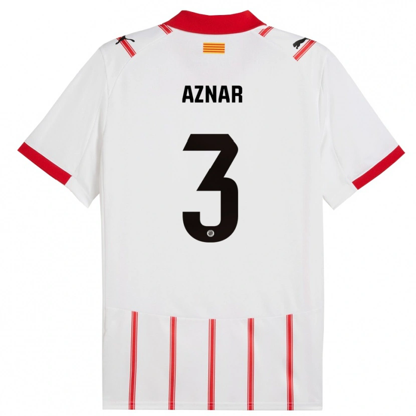 Danxen Uomo Maglia Marc Aznar #3 Bianco Rosso Kit Gara Home 2025/26 Maglietta
