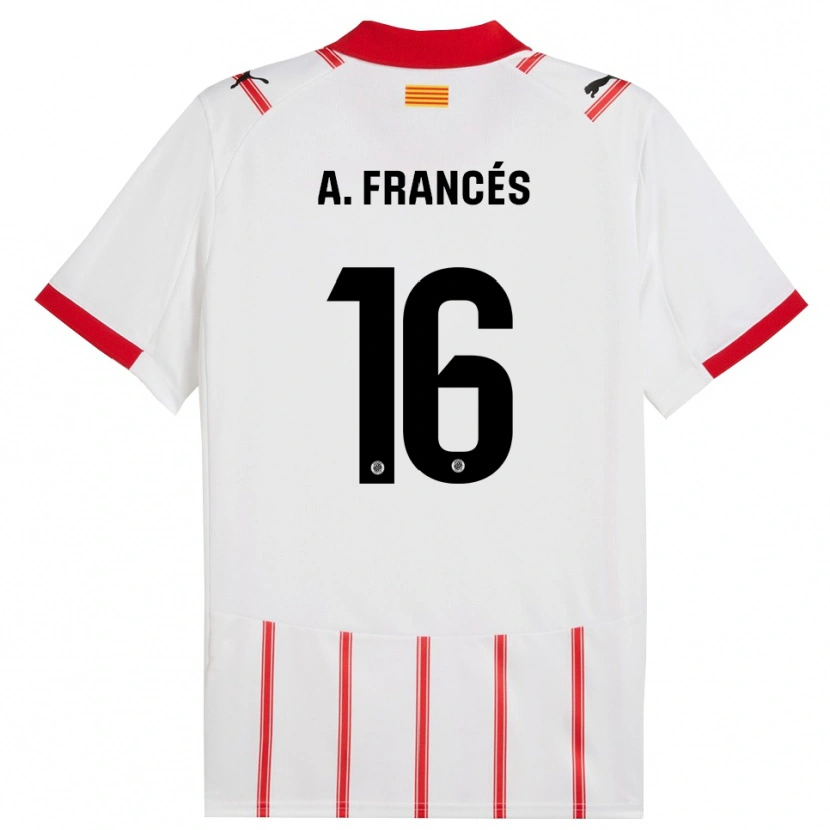 Danxen Uomo Maglia Alejandro Francés #16 Bianco Rosso Kit Gara Home 2025/26 Maglietta