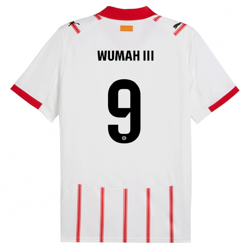 Danxen Uomo Maglia Edward Wumah Iii #9 Bianco Rosso Kit Gara Home 2025/26 Maglietta