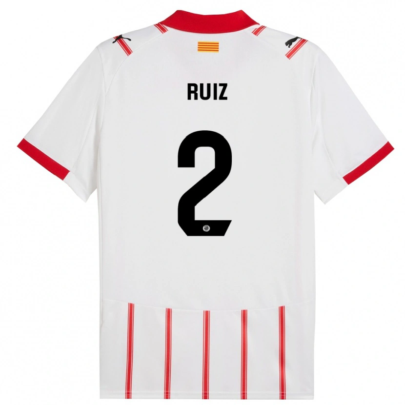 Danxen Uomo Maglia Ferran Ruiz #2 Bianco Rosso Kit Gara Home 2025/26 Maglietta