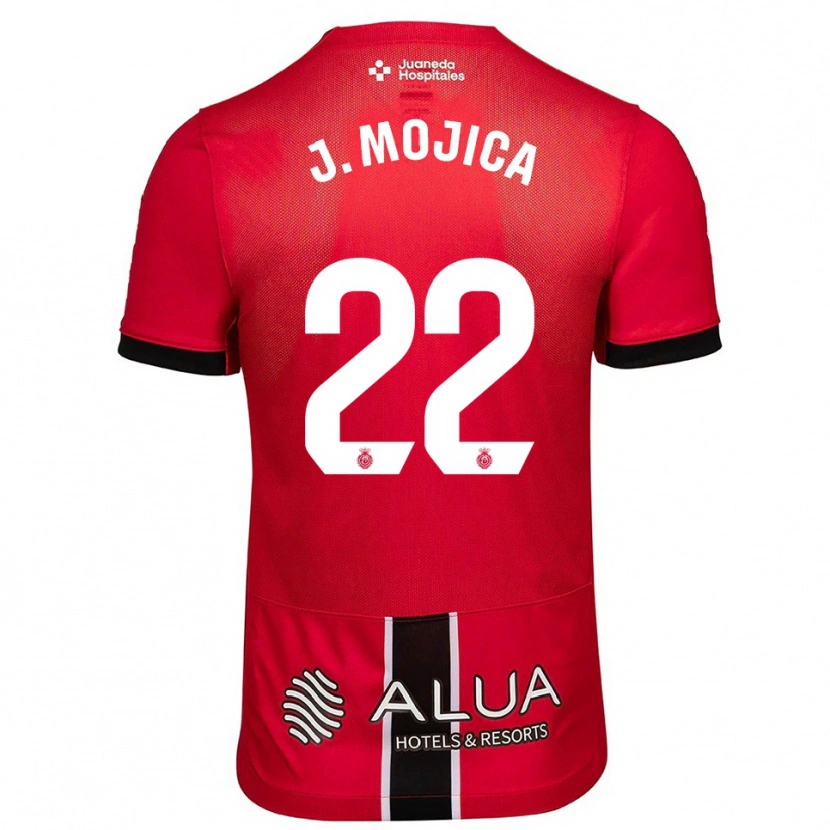 Danxen Uomo Maglia Johan Mojica #22 Rosso Nero Kit Gara Home 2025/26 Maglietta