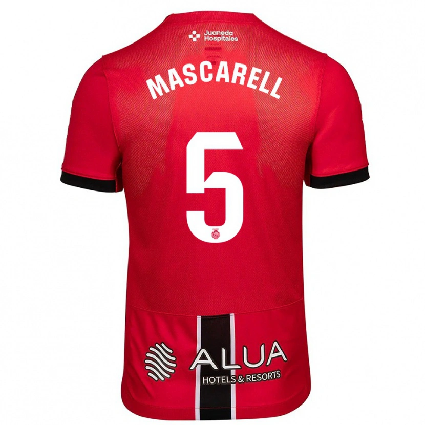 Danxen Uomo Maglia Omar Mascarell #5 Rosso Nero Kit Gara Home 2025/26 Maglietta