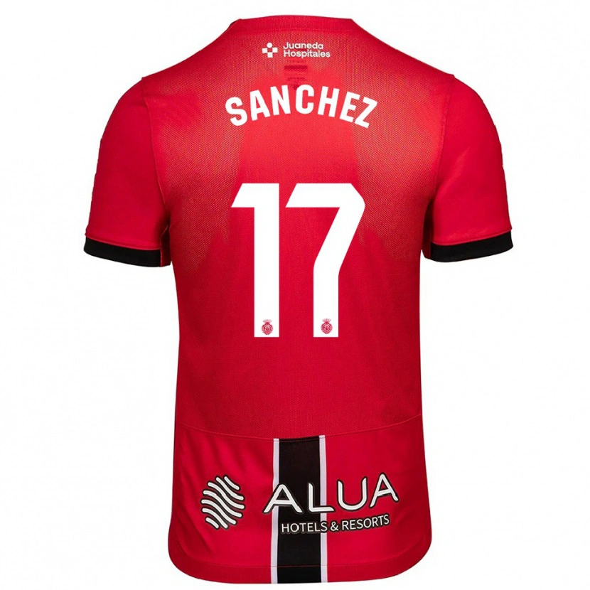 Danxen Uomo Maglia Avelino Sánchez #17 Rosso Nero Kit Gara Home 2025/26 Maglietta