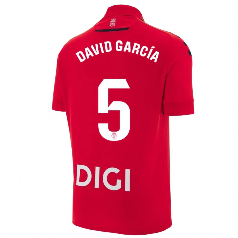 Danxen Uomo Maglia David García #5 Rosso Nero Kit Gara Home 2025/26 Maglietta