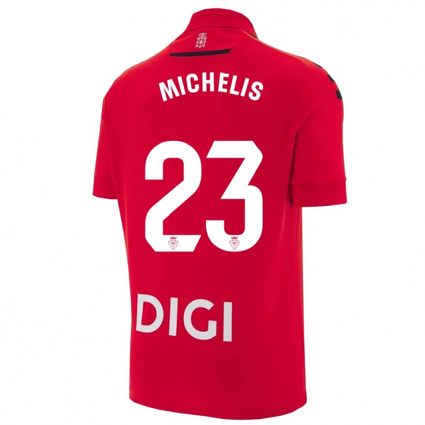 Danxen Uomo Maglia Nikolaos Michelis #23 Rosso Nero Kit Gara Home 2025/26 Maglietta