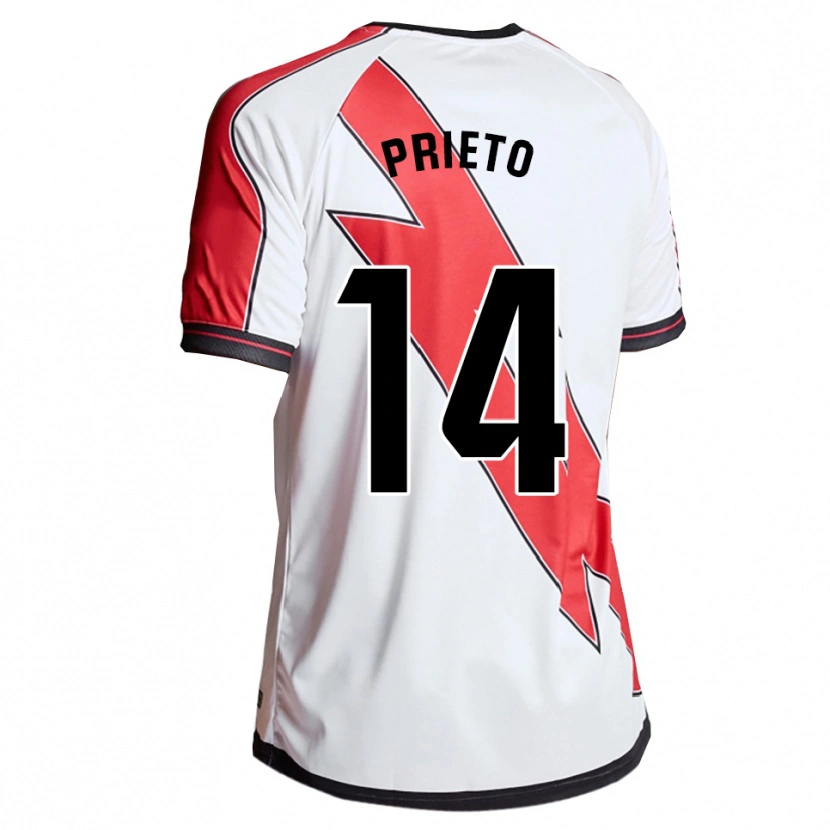 Danxen Uomo Maglia Pablo Prieto #14 Bianco Rosso Kit Gara Home 2025/26 Maglietta