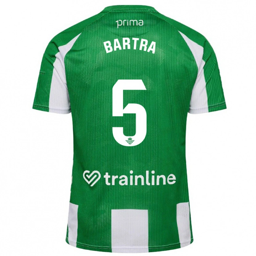 Danxen Uomo Maglia Marc Bartra #5 Verde Bianco Kit Gara Home 2025/26 Maglietta