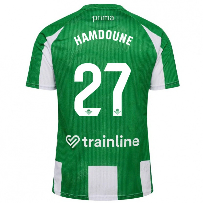 Danxen Uomo Maglia Mohamed Hamdoune #27 Verde Bianco Kit Gara Home 2025/26 Maglietta