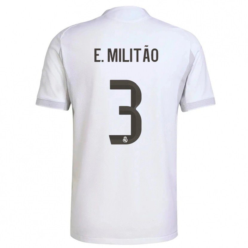 Danxen Uomo Maglia Éder Militão #3 Bianco Giallo Kit Gara Home 2025/26 Maglietta