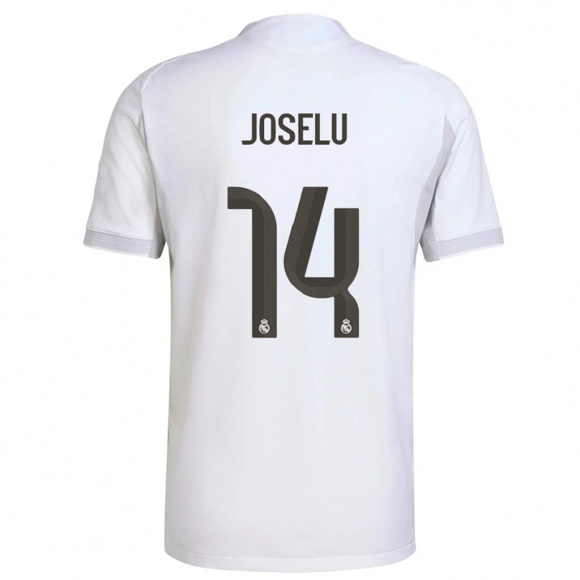 Danxen Uomo Maglia Joselu #14 Bianco Giallo Kit Gara Home 2025/26 Maglietta