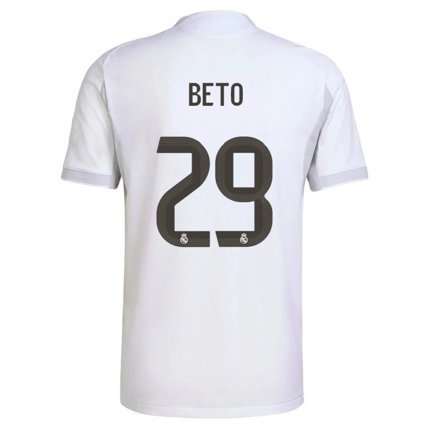 Danxen Uomo Maglia Beto Martínez #29 Bianco Giallo Kit Gara Home 2025/26 Maglietta