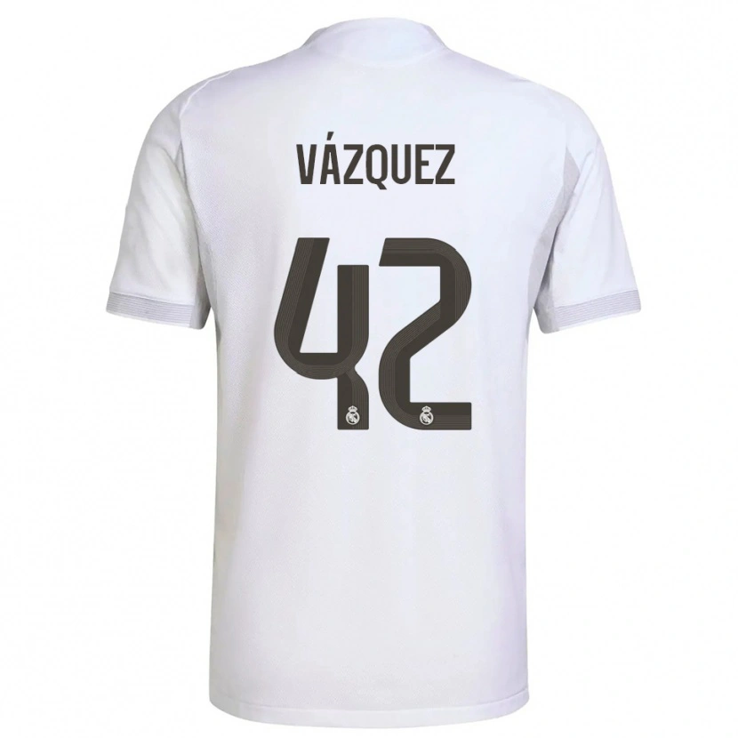 Danxen Uomo Maglia Erik Vázquez #42 Bianco Giallo Kit Gara Home 2025/26 Maglietta