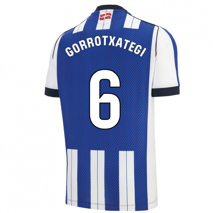Danxen Uomo Maglia Jon Gorrotxategi #6 Blu Bianco Kit Gara Home 2025/26 Maglietta