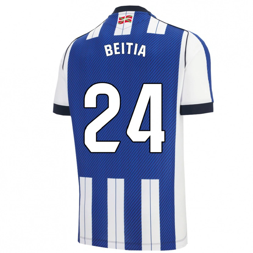 Danxen Uomo Maglia Luken Beitia #24 Blu Bianco Kit Gara Home 2025/26 Maglietta