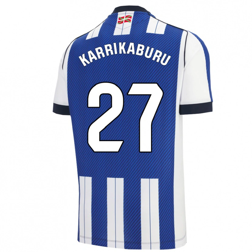 Danxen Uomo Maglia Jon Karrikaburu #27 Blu Bianco Kit Gara Home 2025/26 Maglietta