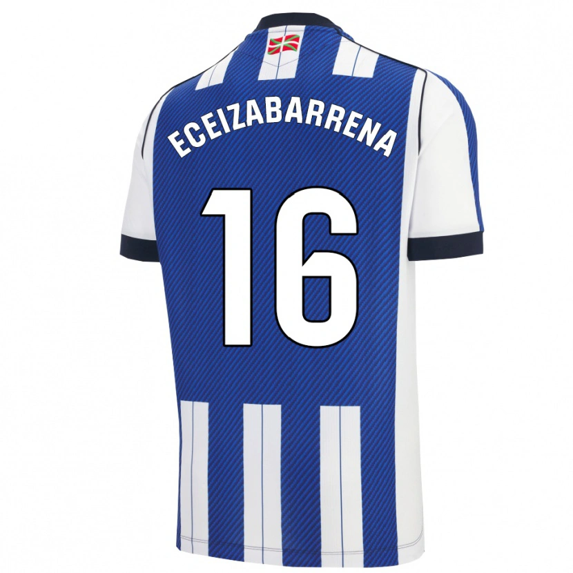 Danxen Uomo Maglia Jon Eceizabarrena #16 Blu Bianco Kit Gara Home 2025/26 Maglietta
