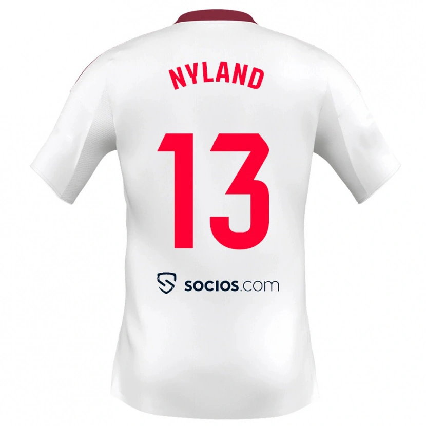 Danxen Uomo Maglia Ørjan Nyland #13 Bianco Rosso Kit Gara Home 2025/26 Maglietta