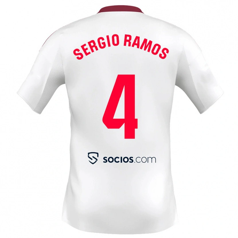 Danxen Uomo Maglia Sergio Ramos #4 Bianco Rosso Kit Gara Home 2025/26 Maglietta