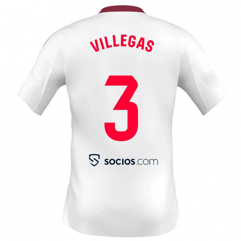 Danxen Uomo Maglia Juancho Villegas #3 Bianco Rosso Kit Gara Home 2025/26 Maglietta