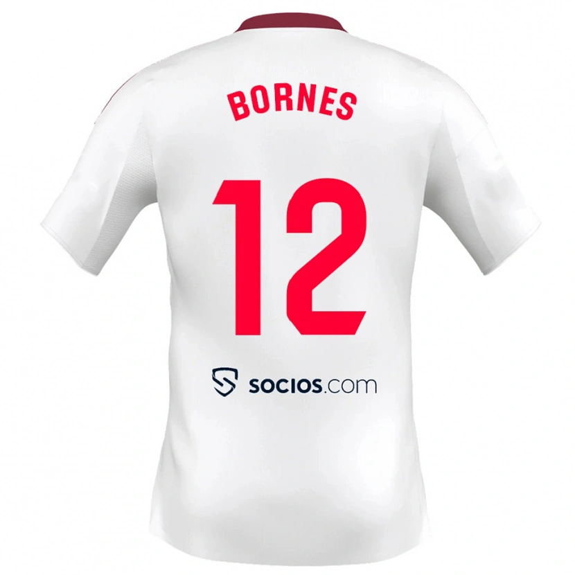 Danxen Uomo Maglia Pedro Bornes #12 Bianco Rosso Kit Gara Home 2025/26 Maglietta