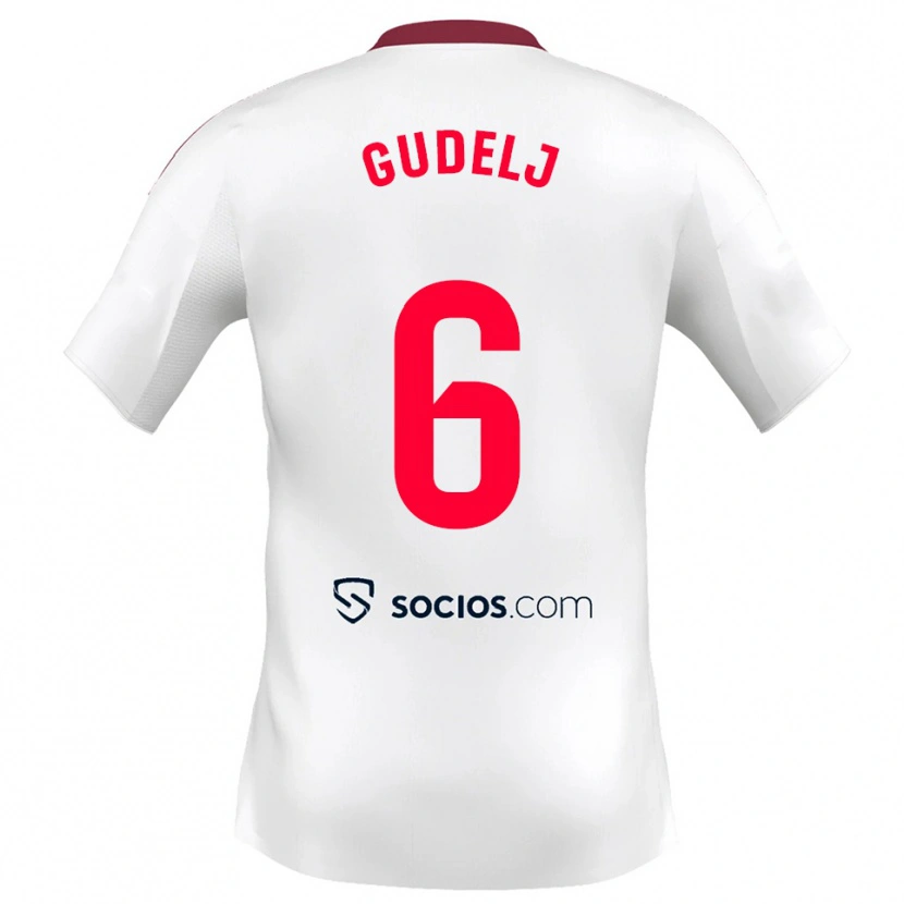 Danxen Uomo Maglia Nemanja Gudelj #6 Bianco Rosso Kit Gara Home 2025/26 Maglietta