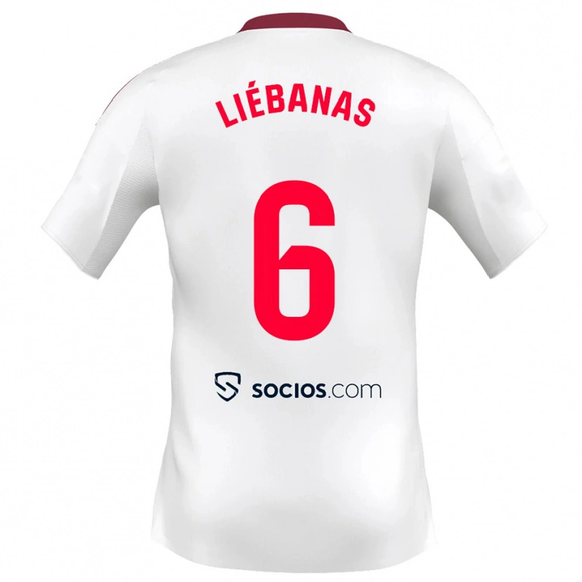 Danxen Uomo Maglia José Manuel Liébanas #6 Bianco Rosso Kit Gara Home 2025/26 Maglietta