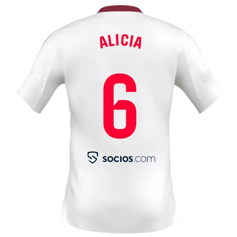 Danxen Uomo Maglia Alicia Redondo González #6 Bianco Rosso Kit Gara Home 2025/26 Maglietta