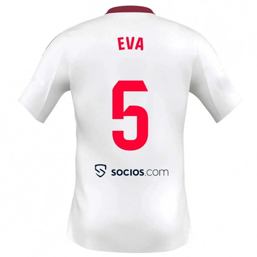 Danxen Uomo Maglia Eva Llamas Hernández #5 Bianco Rosso Kit Gara Home 2025/26 Maglietta