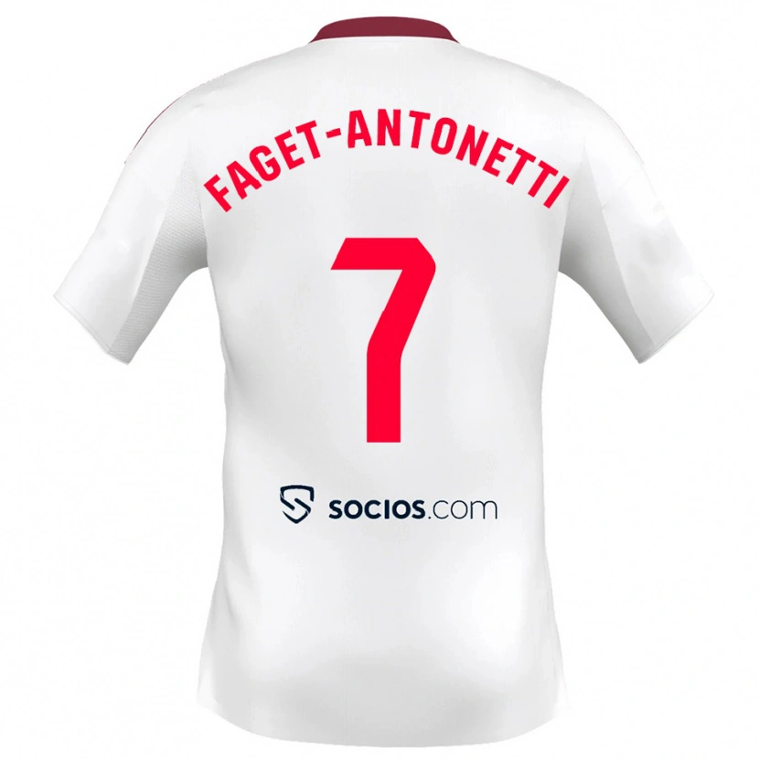 Danxen Uomo Maglia Roméo Faget-Antonetti #7 Bianco Rosso Kit Gara Home 2025/26 Maglietta