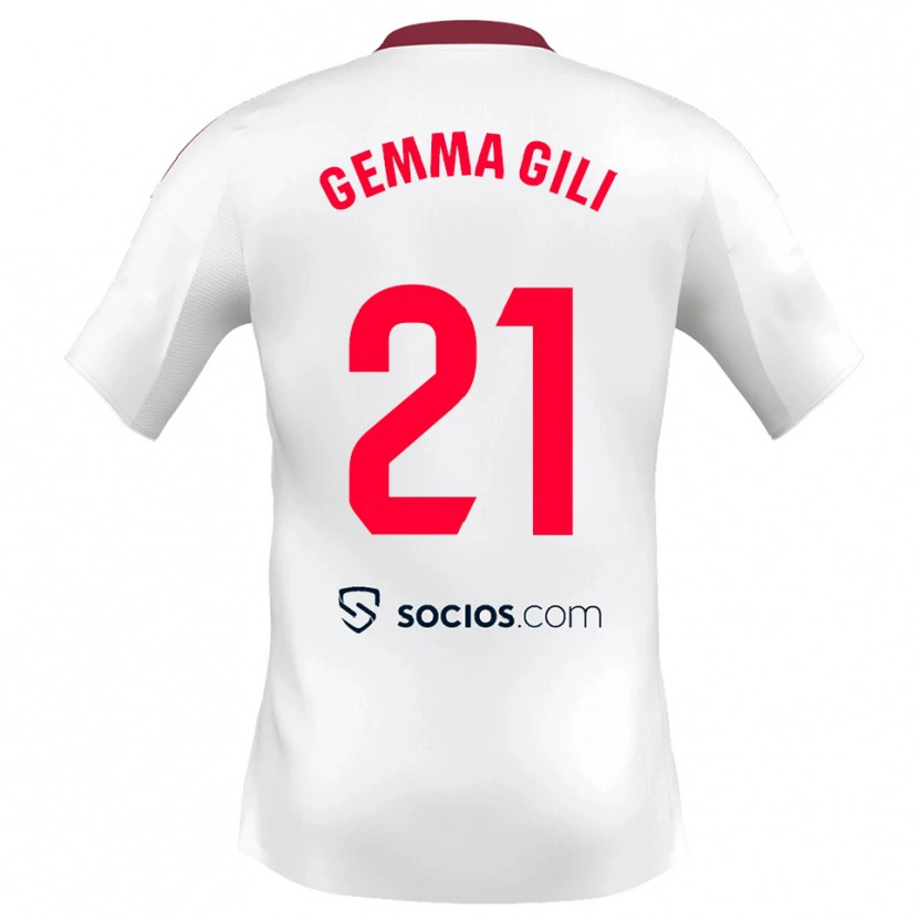 Danxen Uomo Maglia Gemma Gili Giner #21 Bianco Rosso Kit Gara Home 2025/26 Maglietta