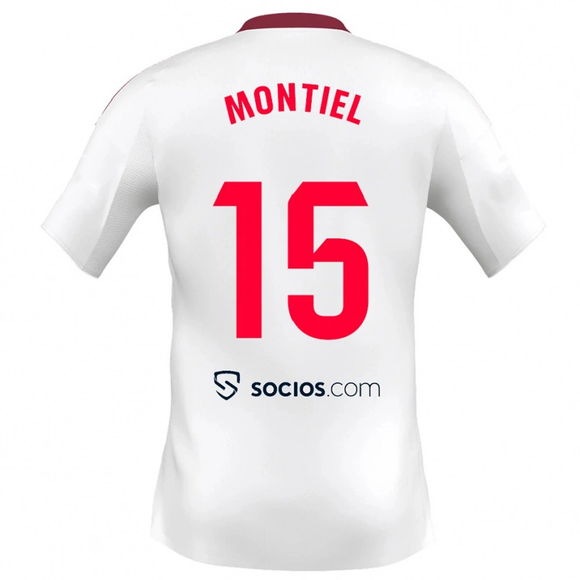 Danxen Uomo Maglia Gonzalo Montiel #15 Bianco Rosso Kit Gara Home 2025/26 Maglietta